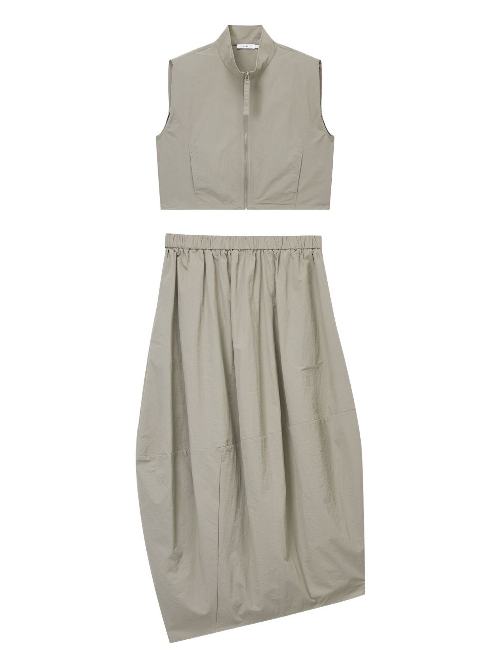 B+ab zip-front sleeveless top and skirt set - Neutrals