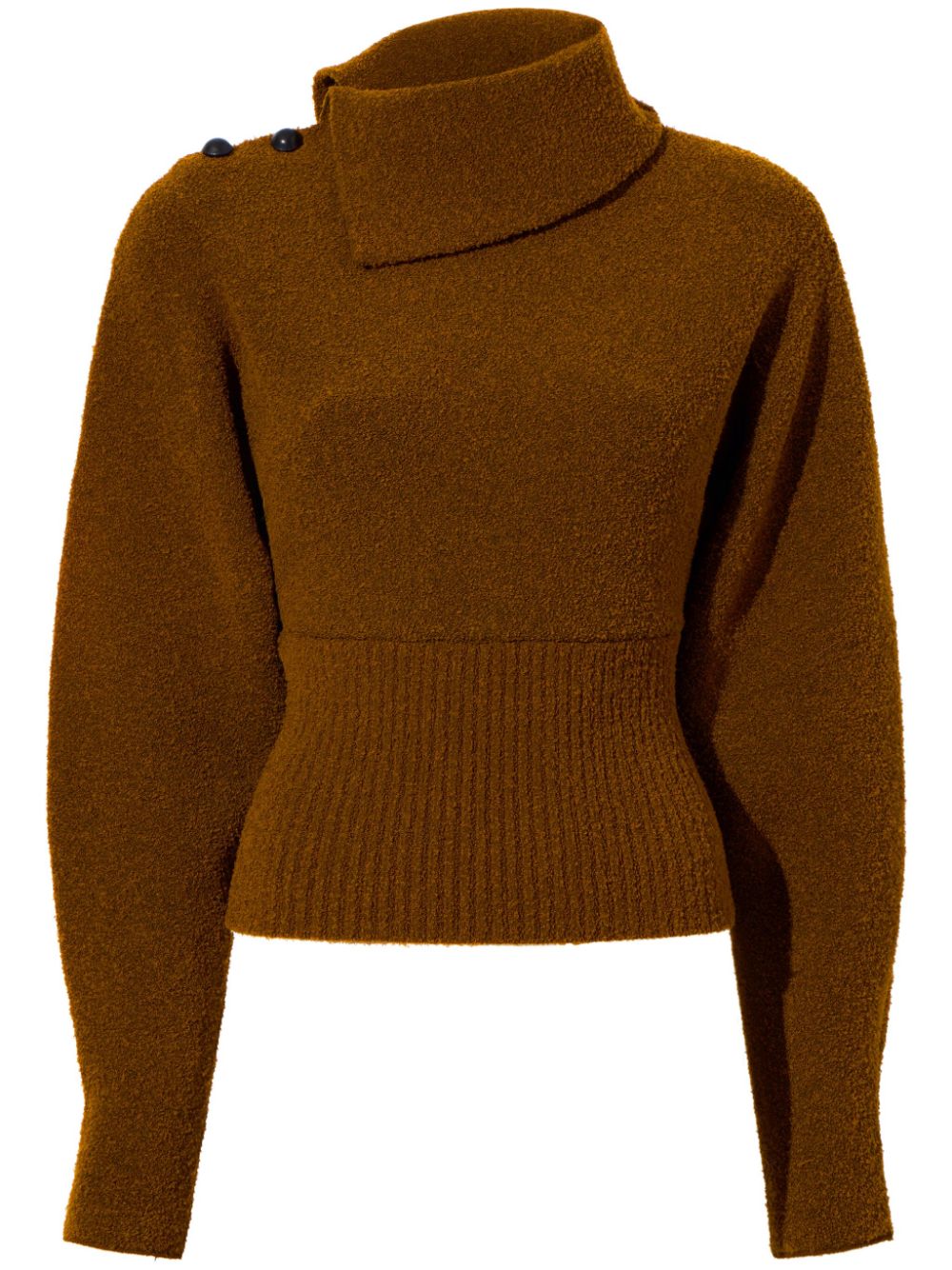 Foldable roll-neck bouclé jumper - Black