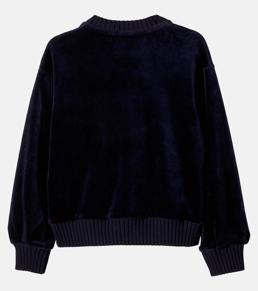 Chloé Kids Logo embroidered cotton velvet sweatshirt