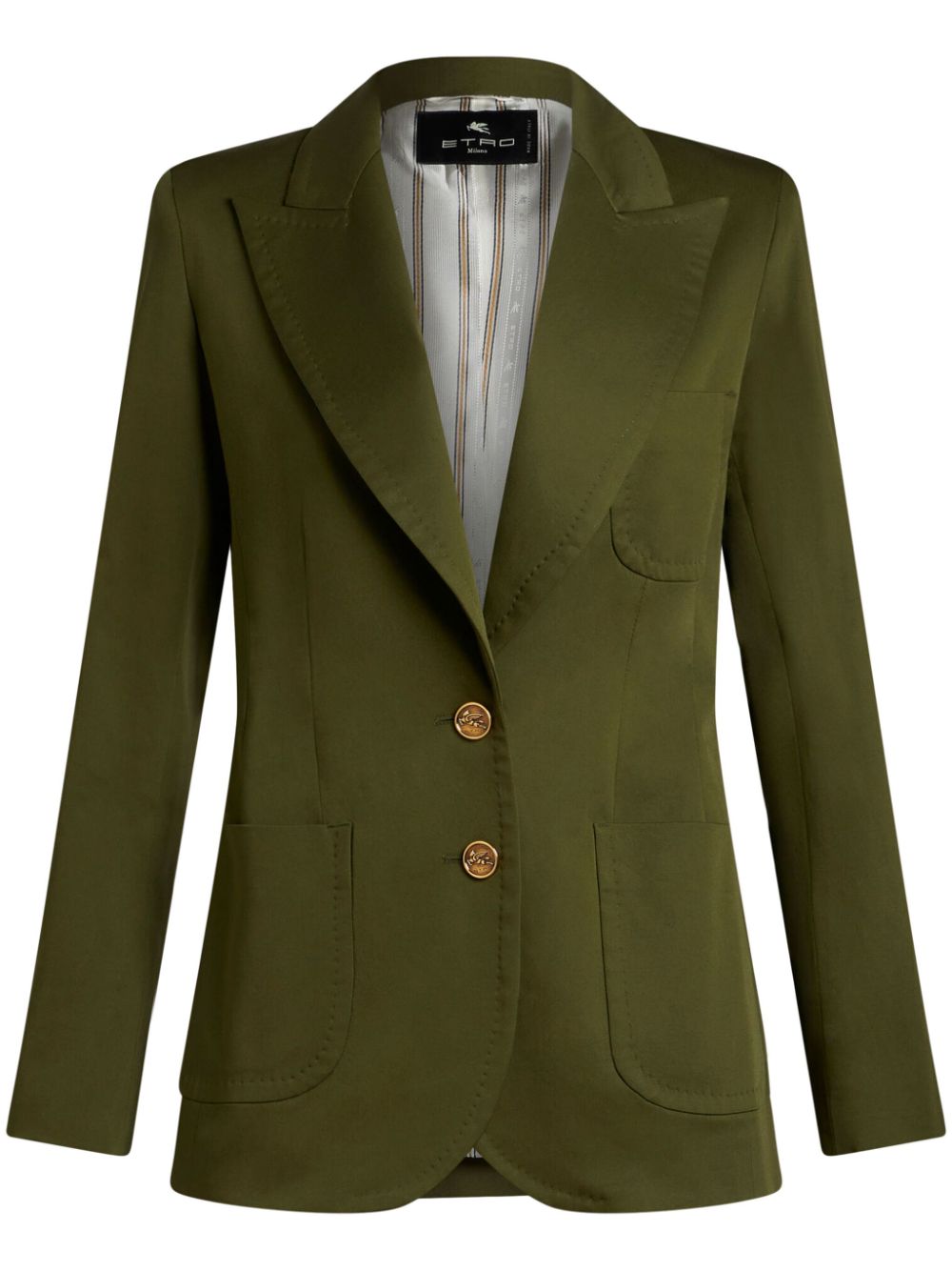 Pegaso-buttons stretch-cotton blazer - Blue