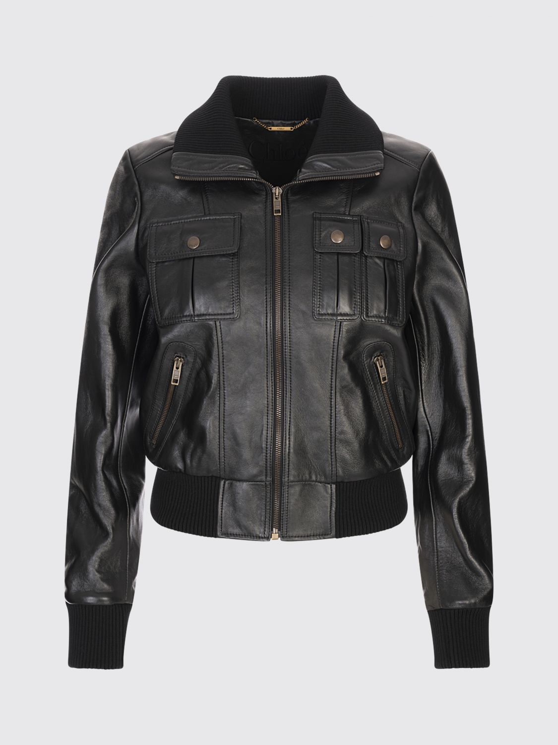 Pocket-detailed bomber jacket - Black