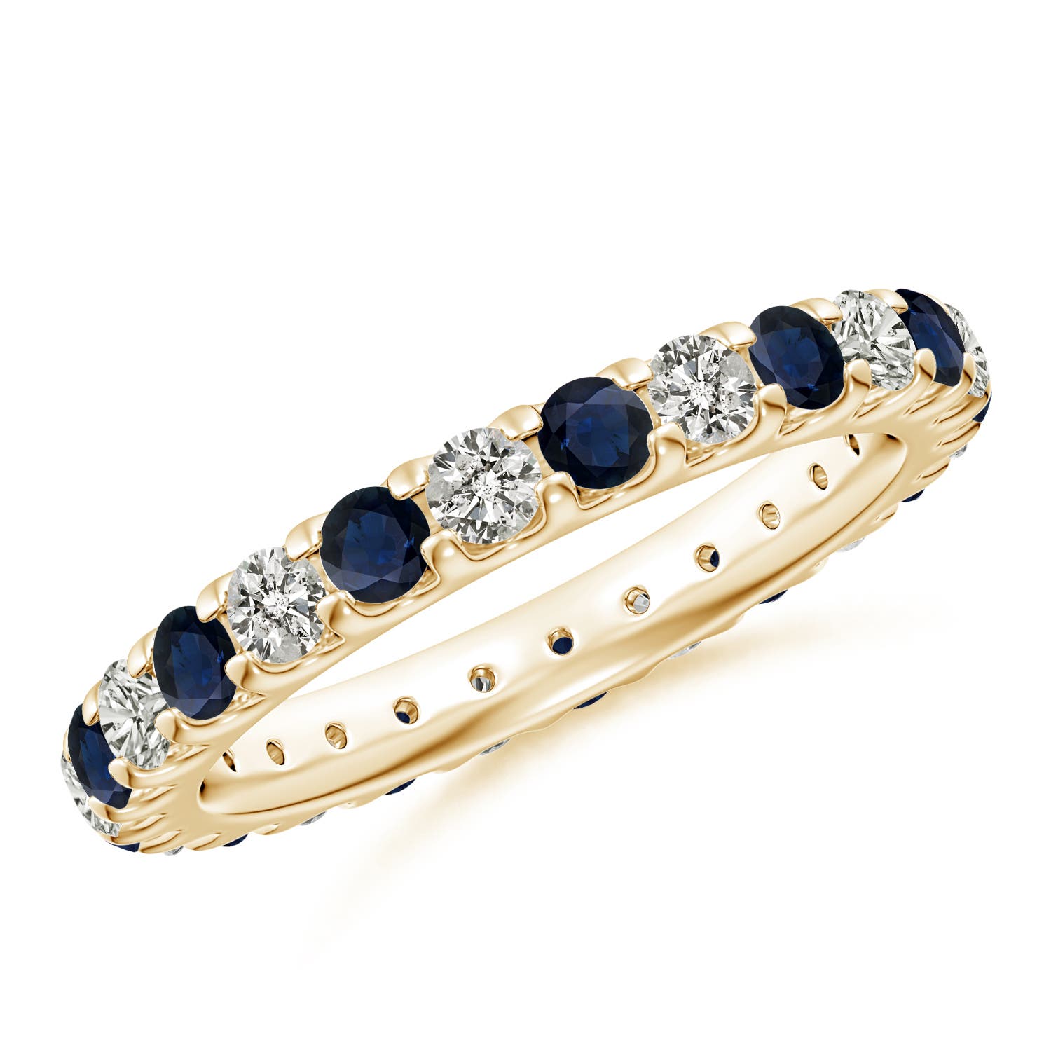 Angara 1.56 Carats Shared Prong Sapphire and Diamond Eternity Band in 18K Yellow Gold