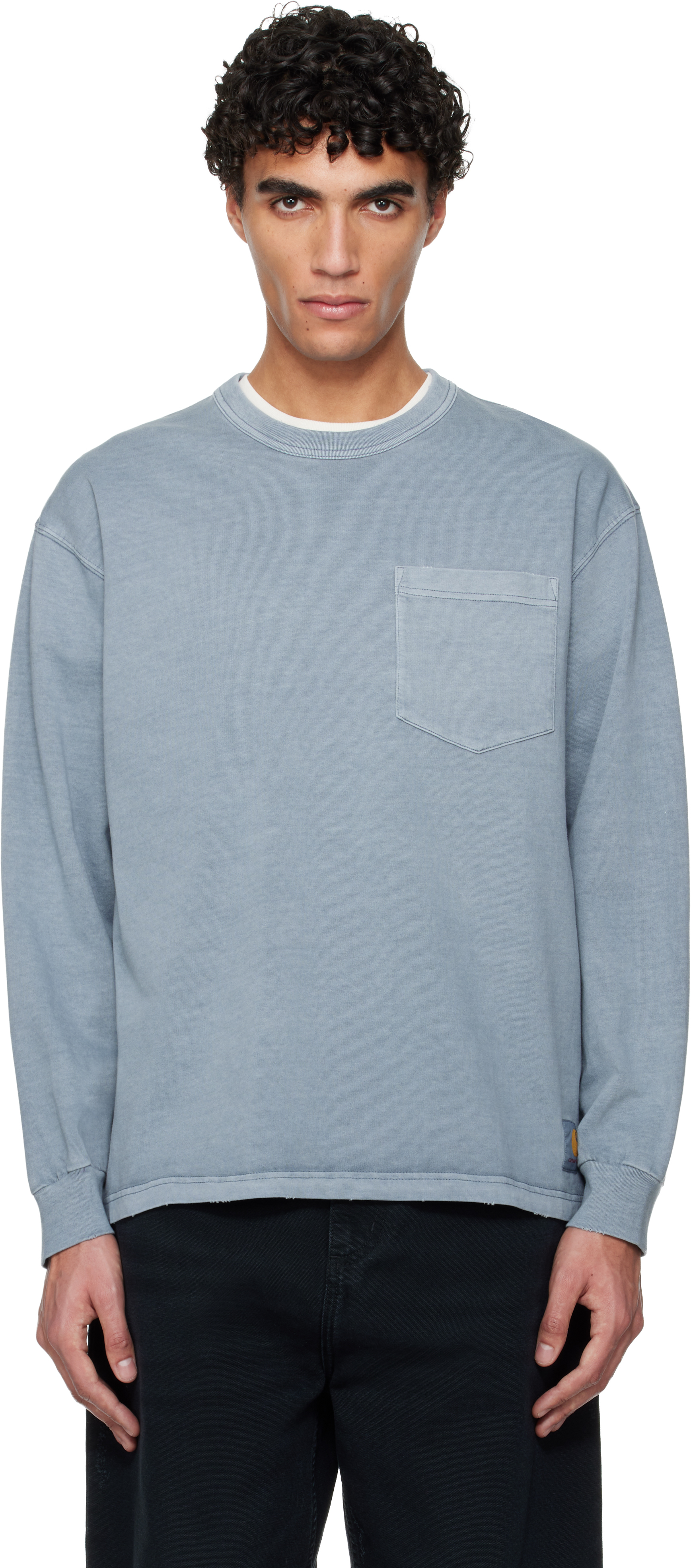 Blue Long Sleeve Torion Pocket T-Shirt