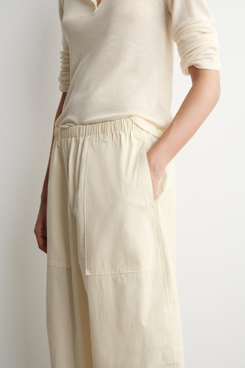 Cotton Barrel-Leg Utility Pants