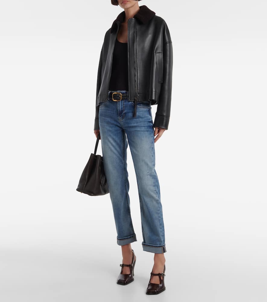 Girlfriend mid-rise straight jeans