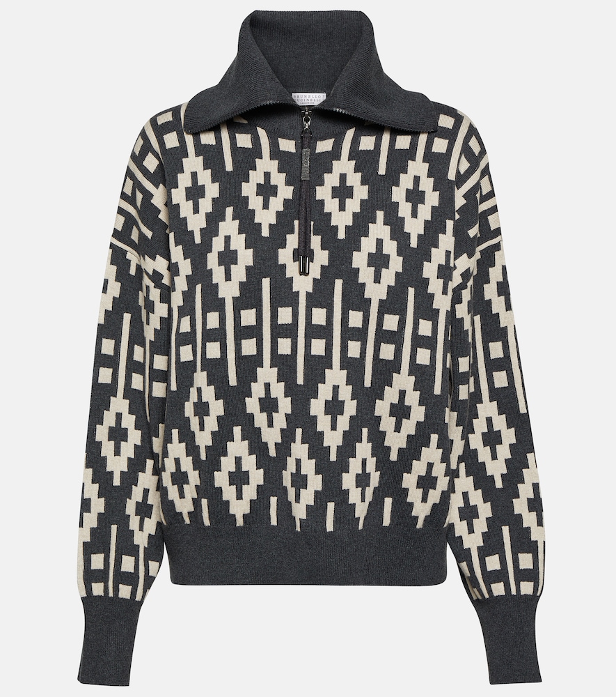 Vintage wool-blend jacquard sweater