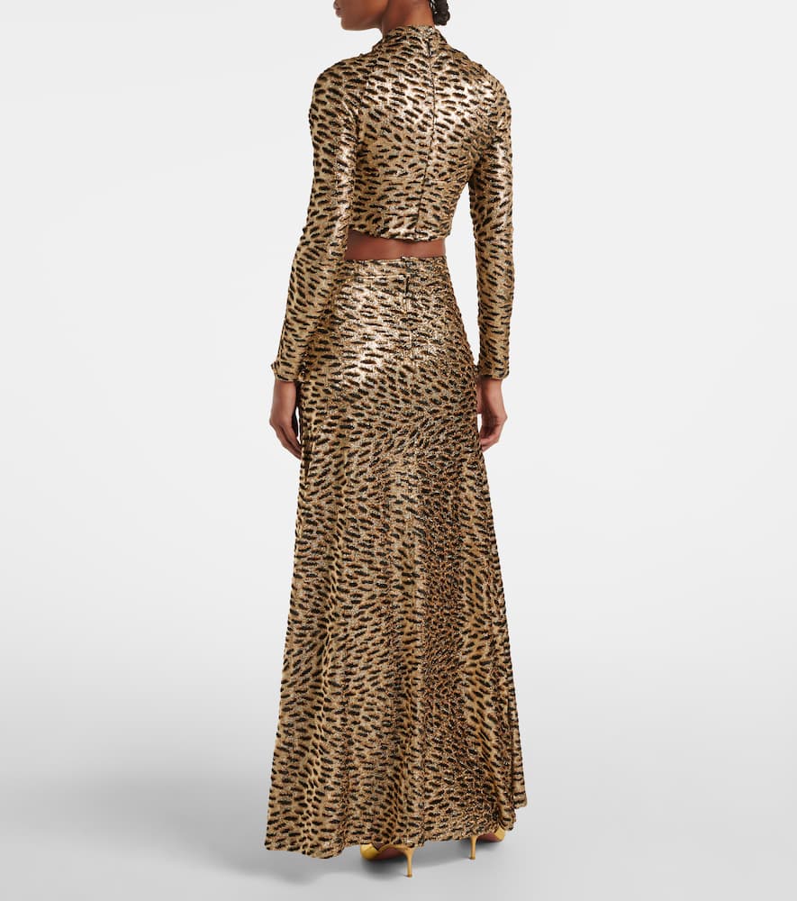 Tiger-print metallic top