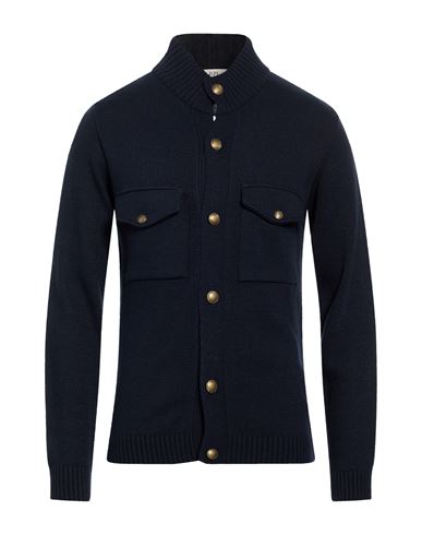 Roberto P Luxury Man Cardigan Midnight blue Size L Wool, Acrylic