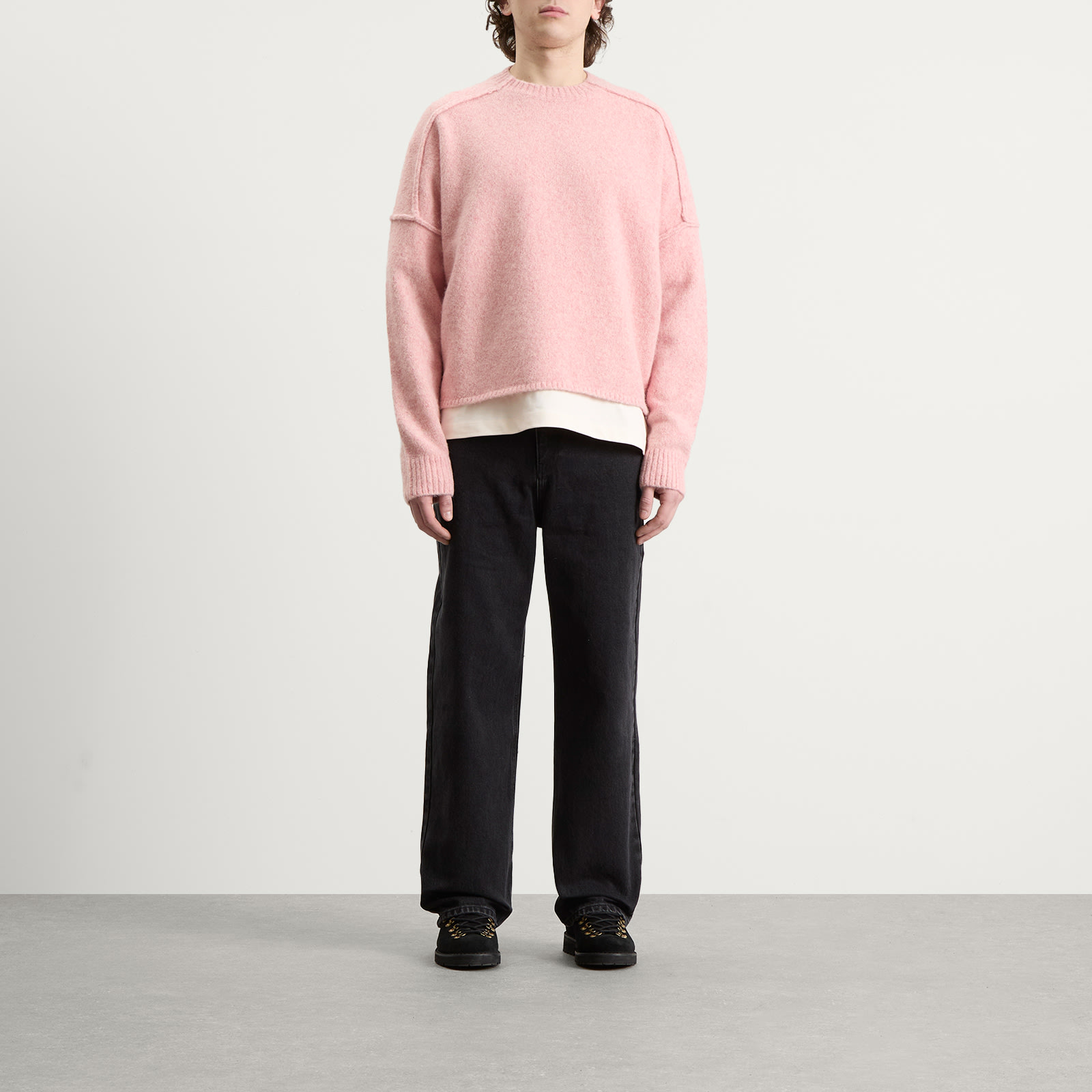 Men's Exposed Mock Neck Jumper in Pink