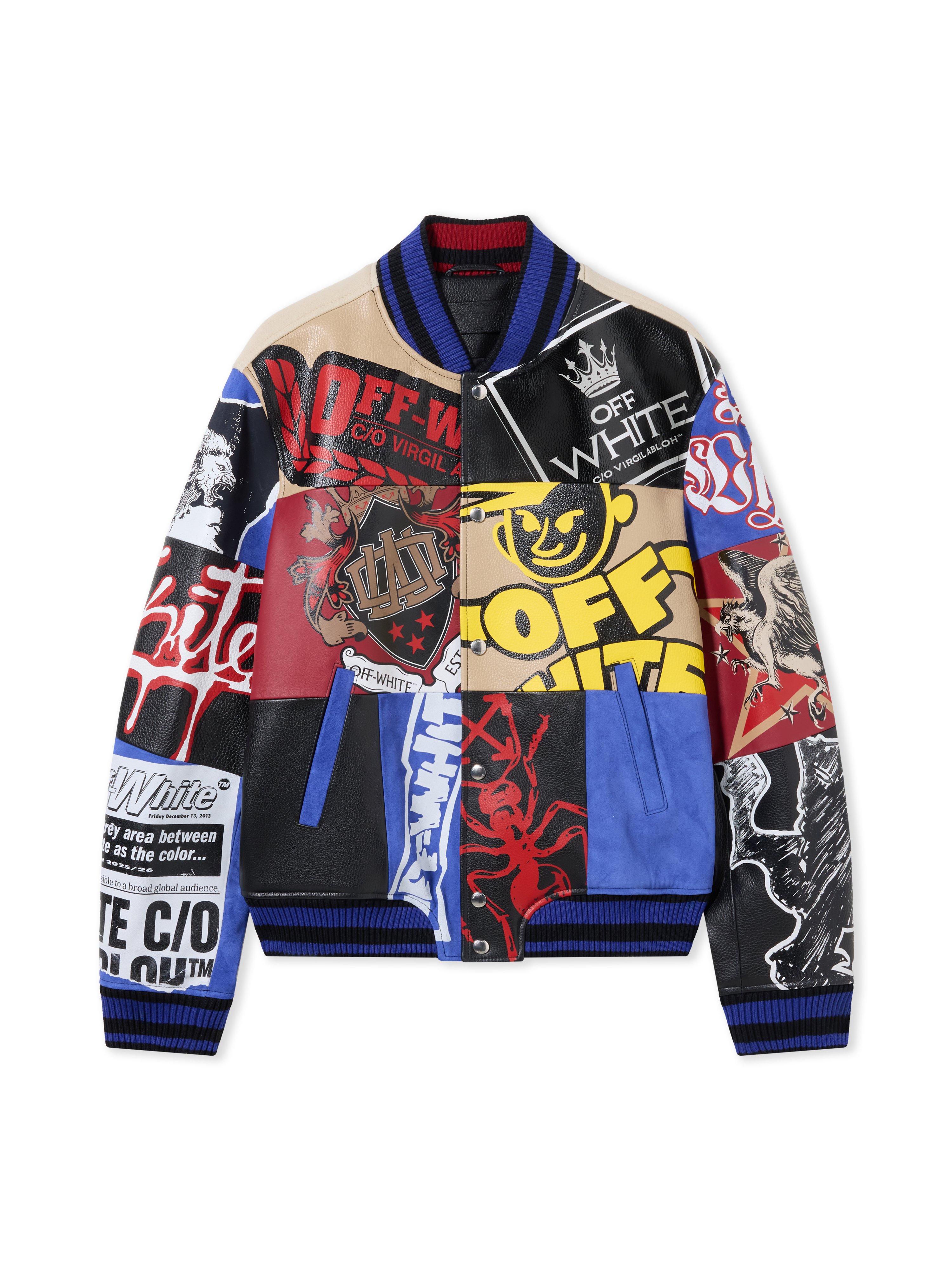 Multipatch Wool Varsity Jacket - Male Leather Multicolor