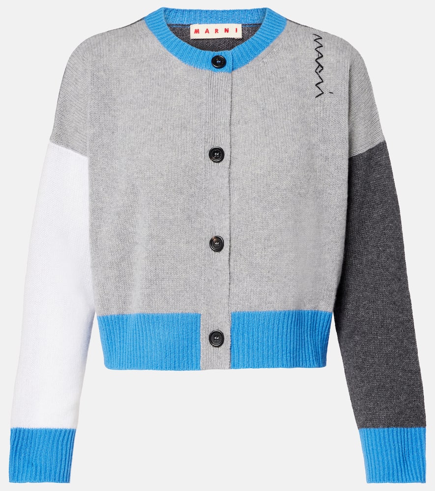 Colorblocked cashmere cardigan