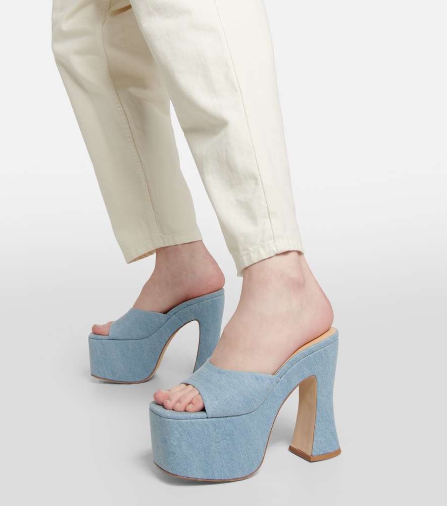 Denim platform mules