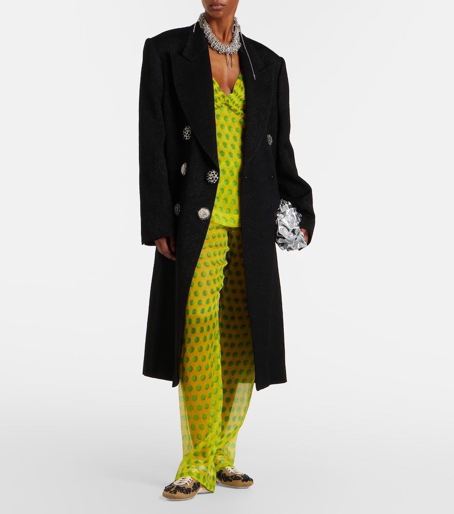 Polka-dot halterneck silk top