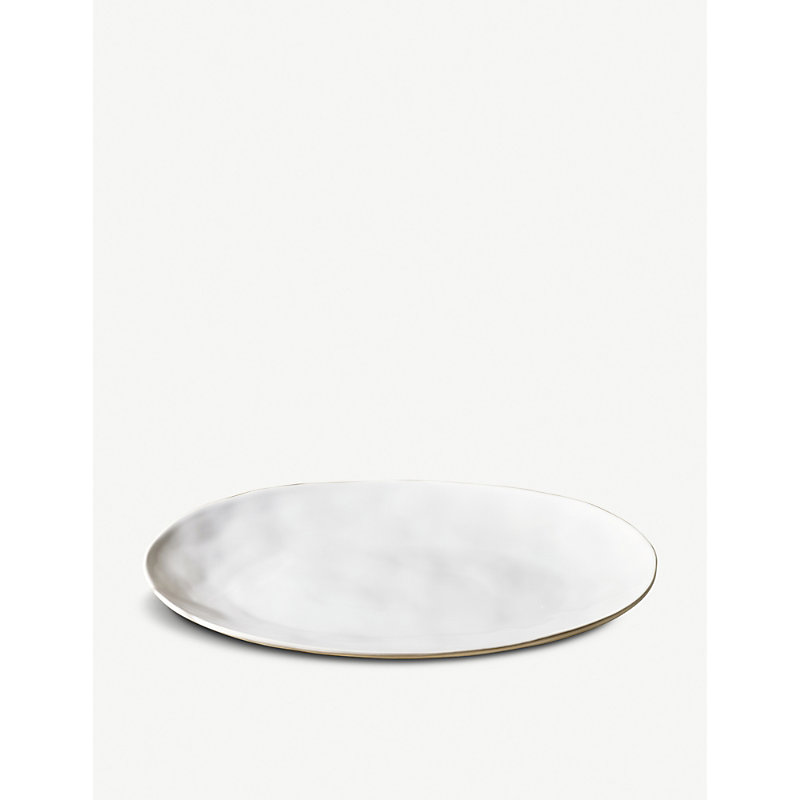 White Portobello Large Stoneware Serving Platter 