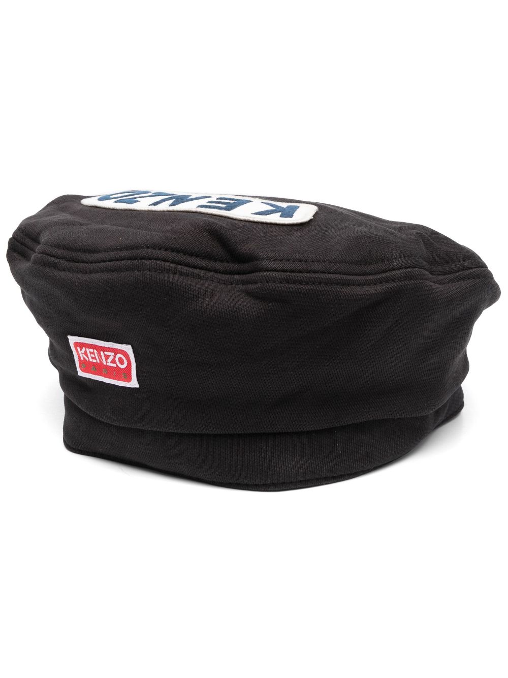 Logo-patch cotton beret - Black