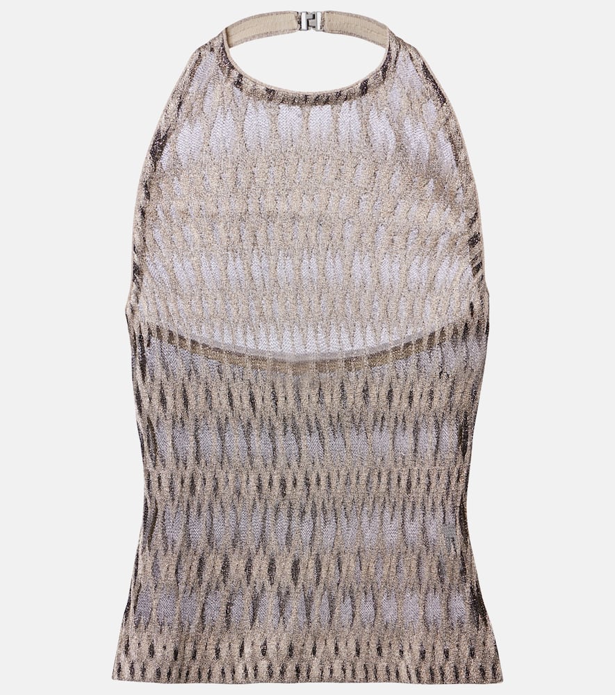 Halterneck lamé top
