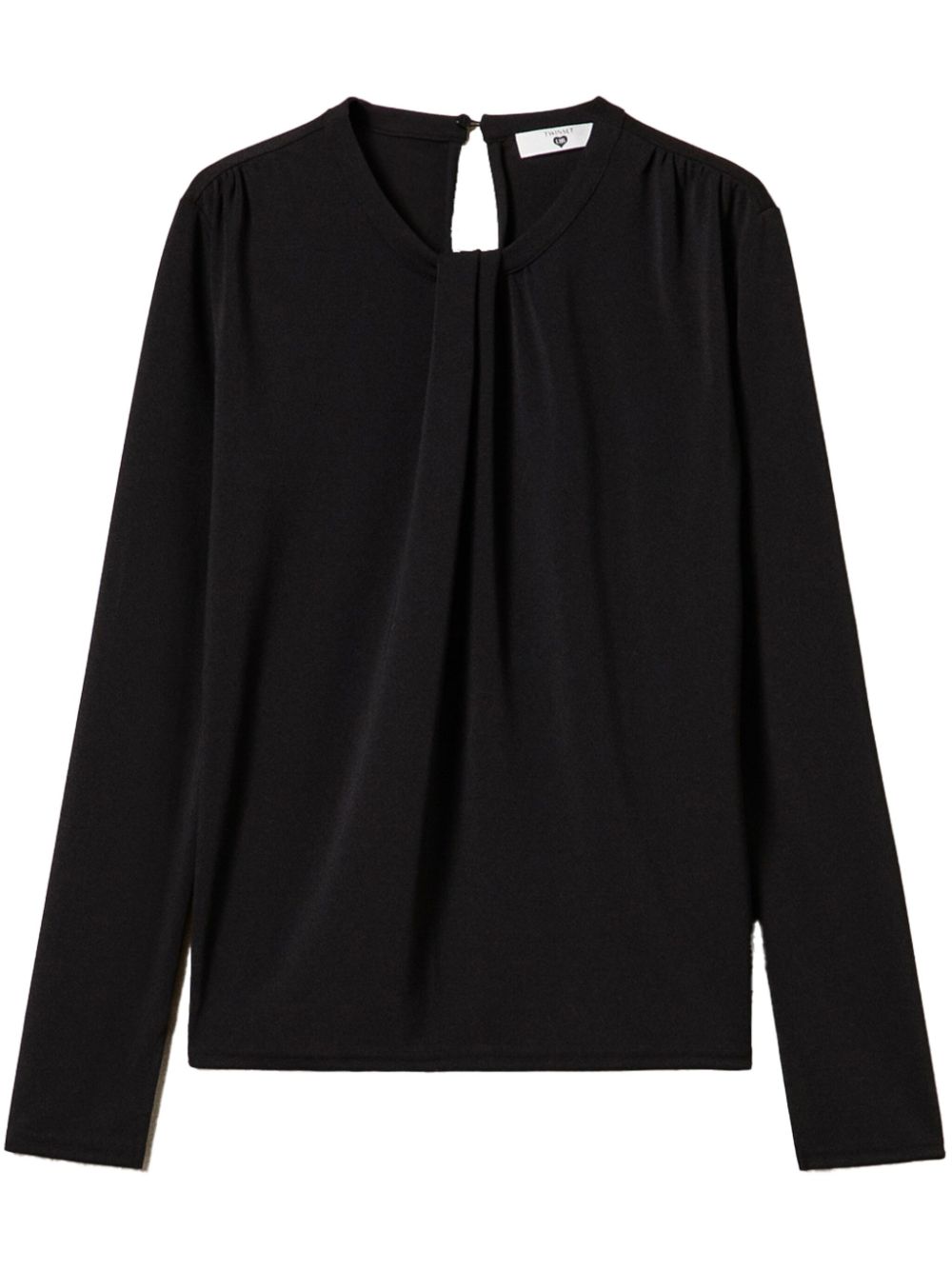 Drape-detailing jersey blouse - Black