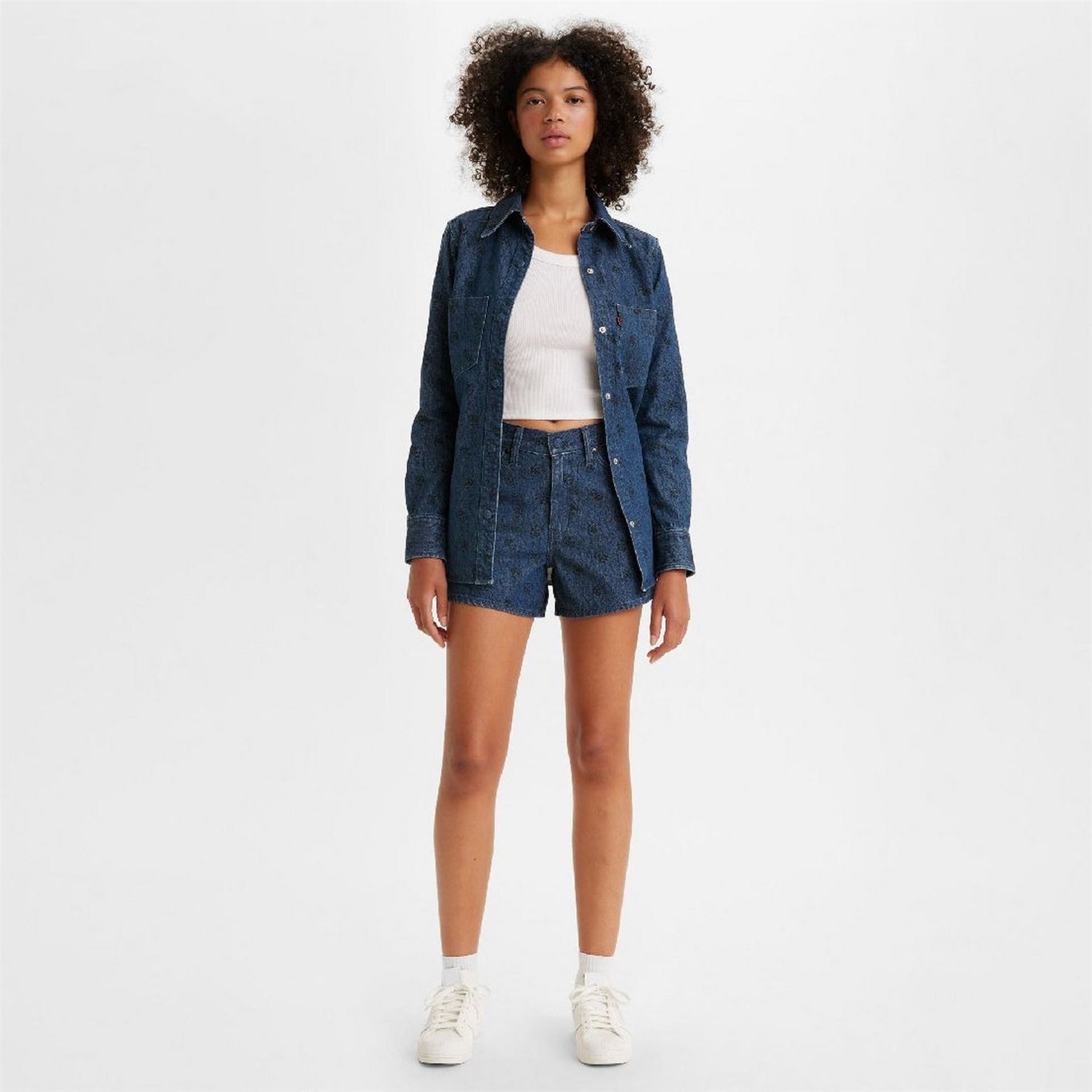 Levi's Womens Levis Wellthread 80s Mom Short Flowe in Flowers In T Rn - Blue - 26W