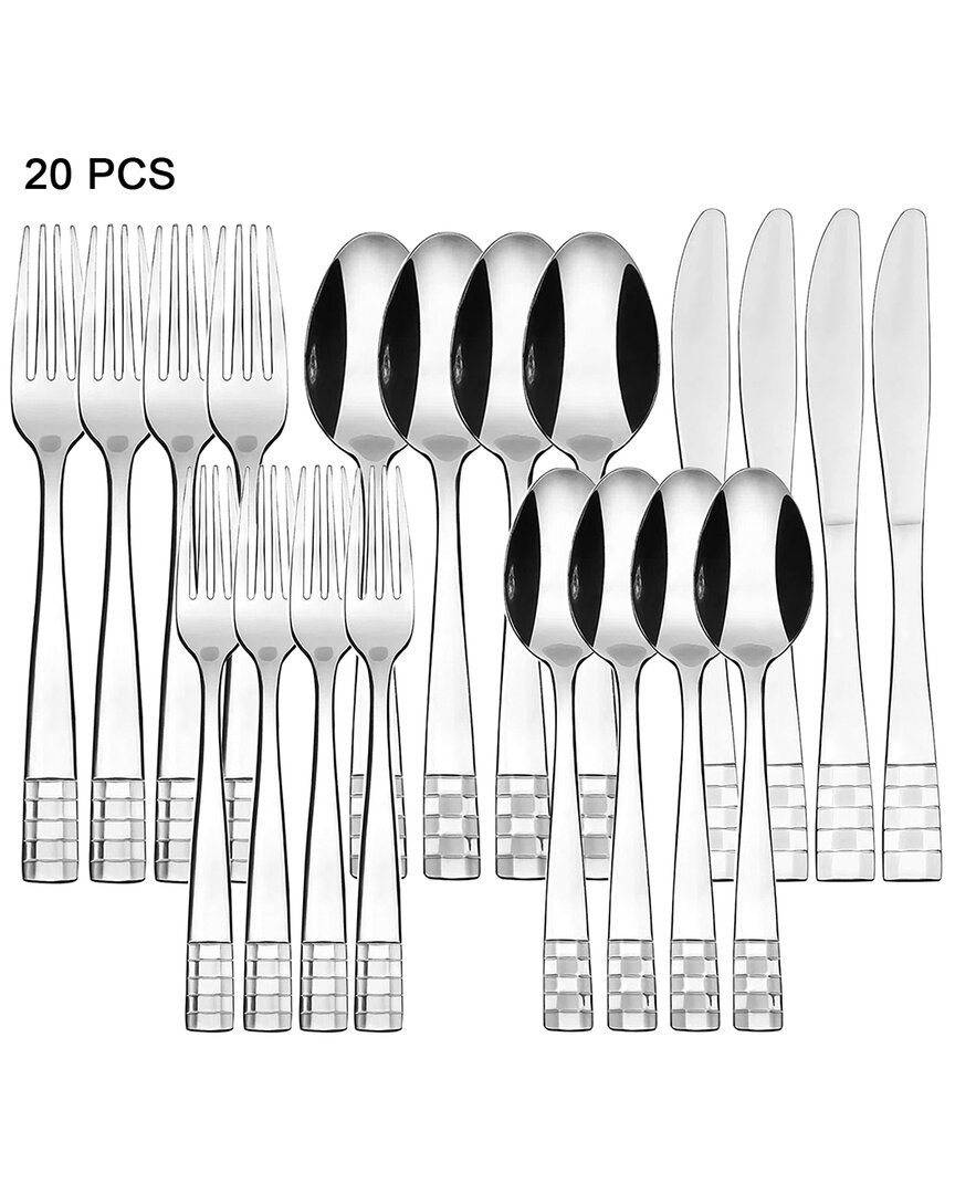 20pc Checker Stainless Steel Flatware/Cutlery Set
