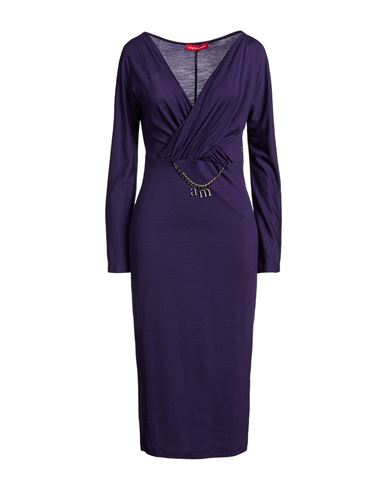 Woman Midi dress Purple Size 12 Wool, Swarovski Crystal