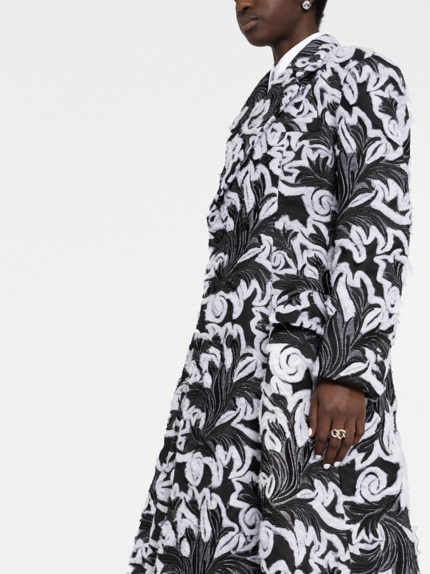Black Double-breasted Damask Coat