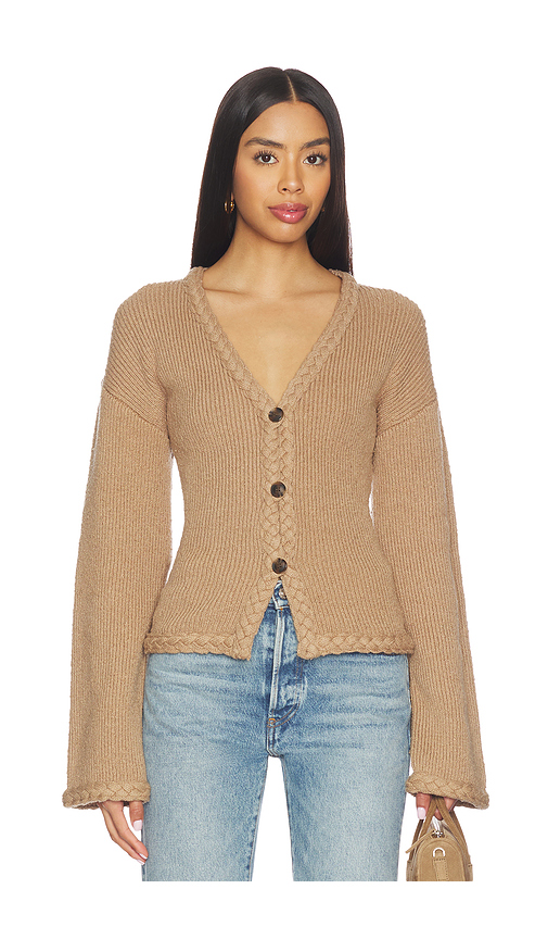 Tularosa Della Braided Detail Cardigan in Brown. M also in L, S, XL