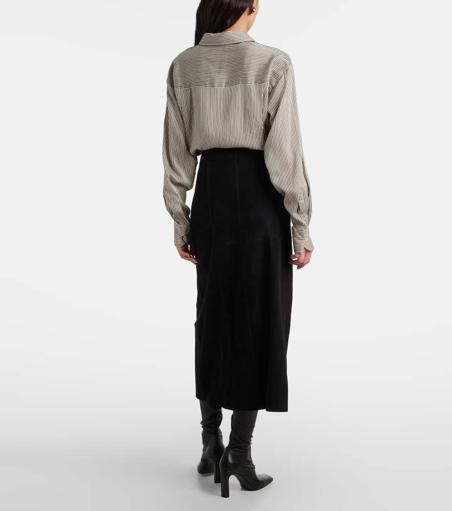 Edwina high-rise suede midi skirt