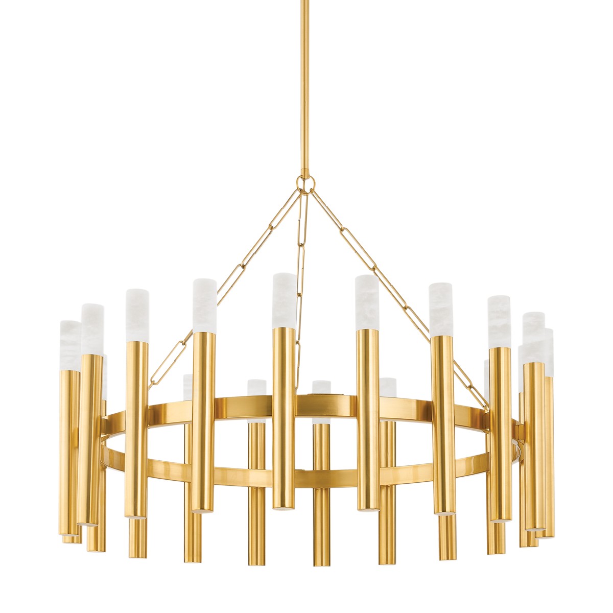 Aged Brass 20 Light Chandelier from the Pali Collection