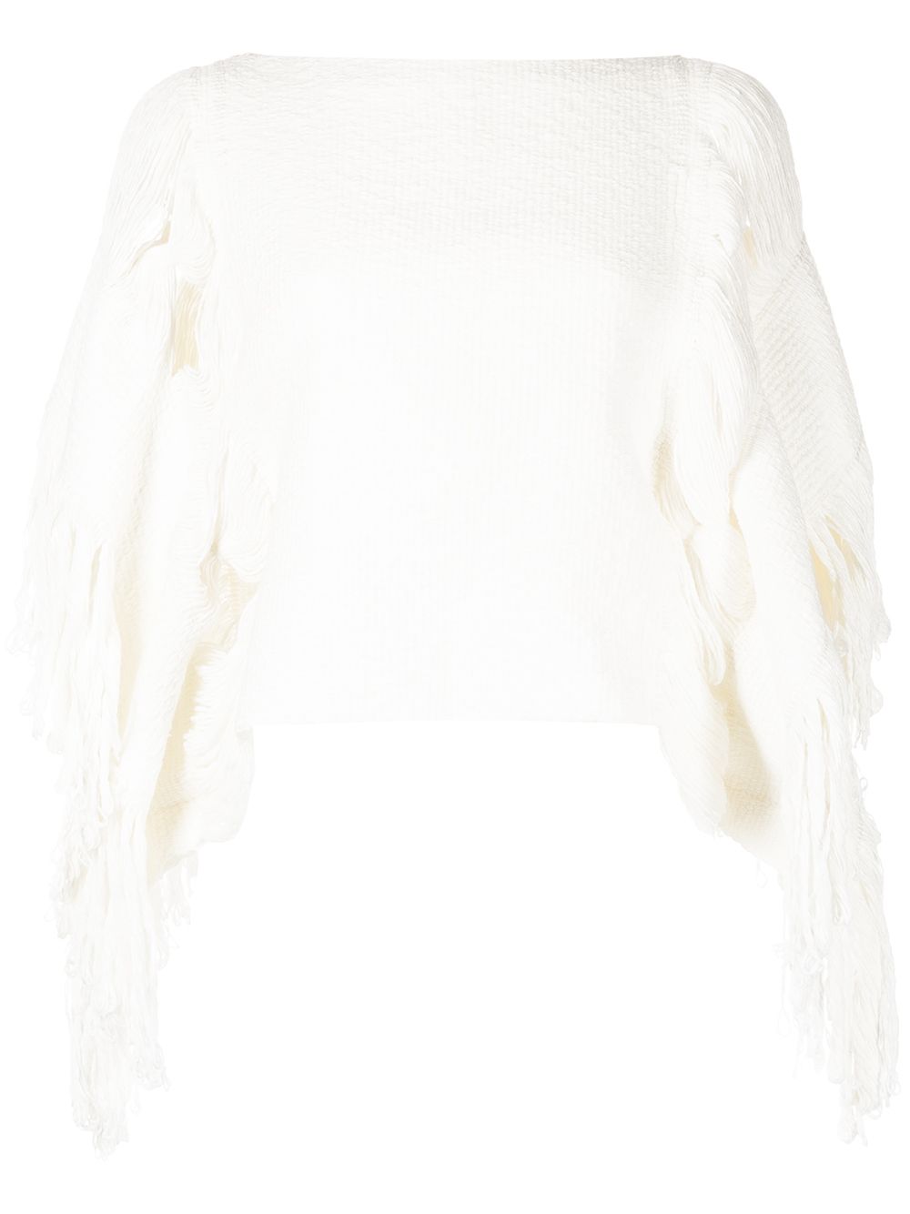 Fringed-detail knitted top - White