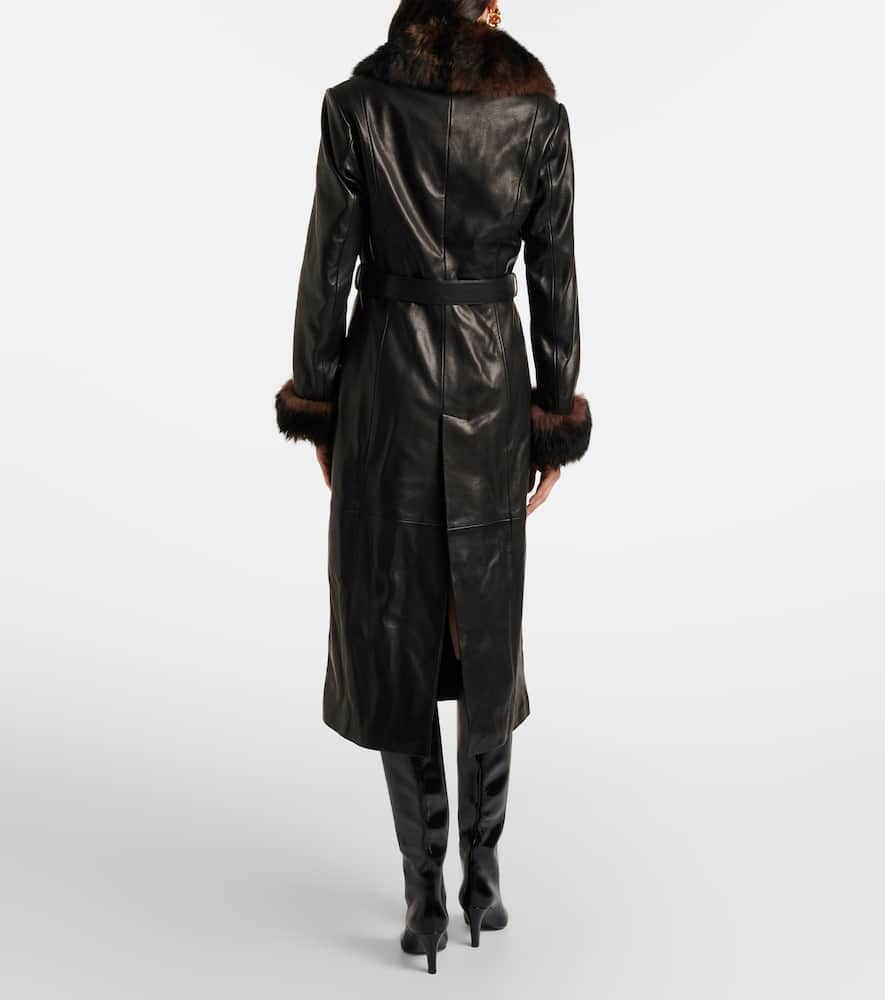 Baez shearling-trimmed leather coat