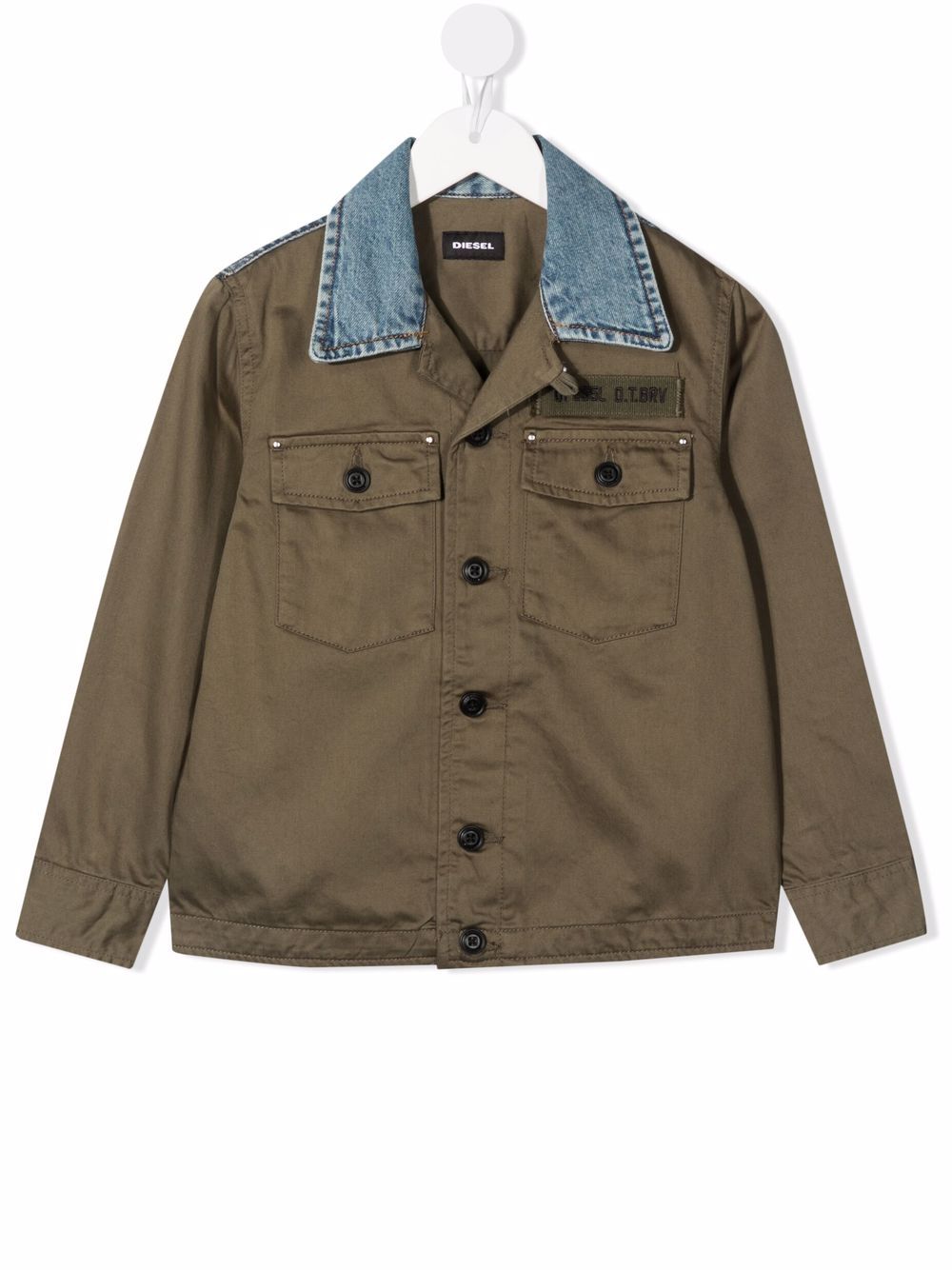 Chest logo-patch jacket - Green