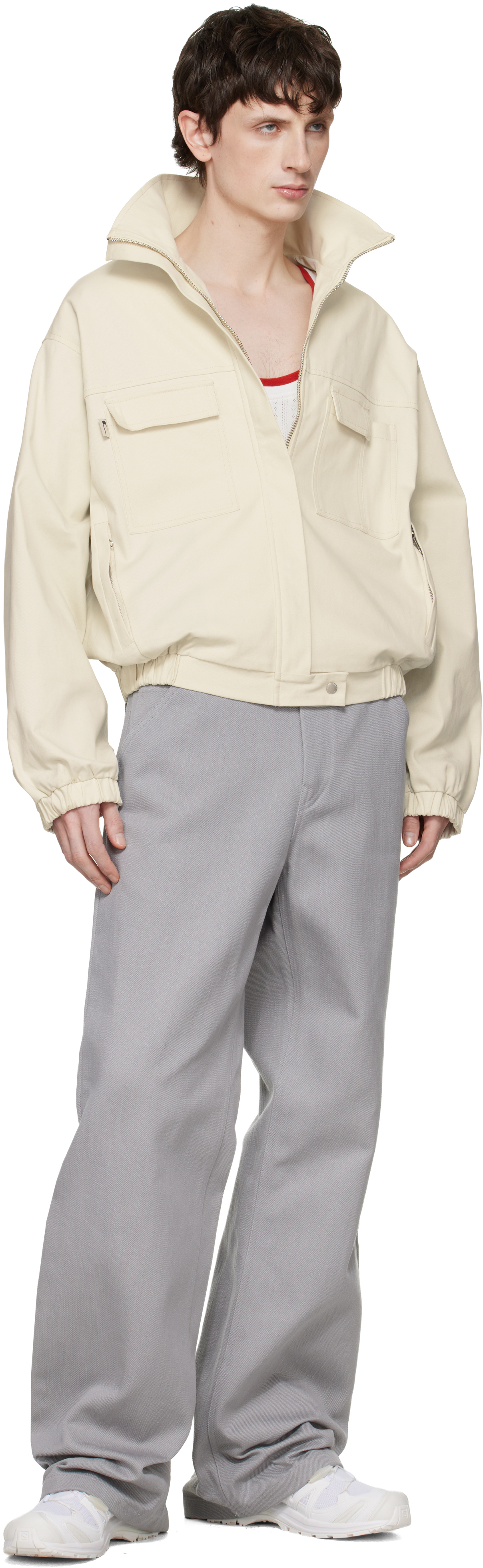 Gray Antique Gabardine Trousers