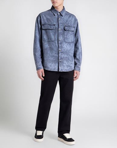 Man Denim outerwear Blue Size M Cotton, Polyester
