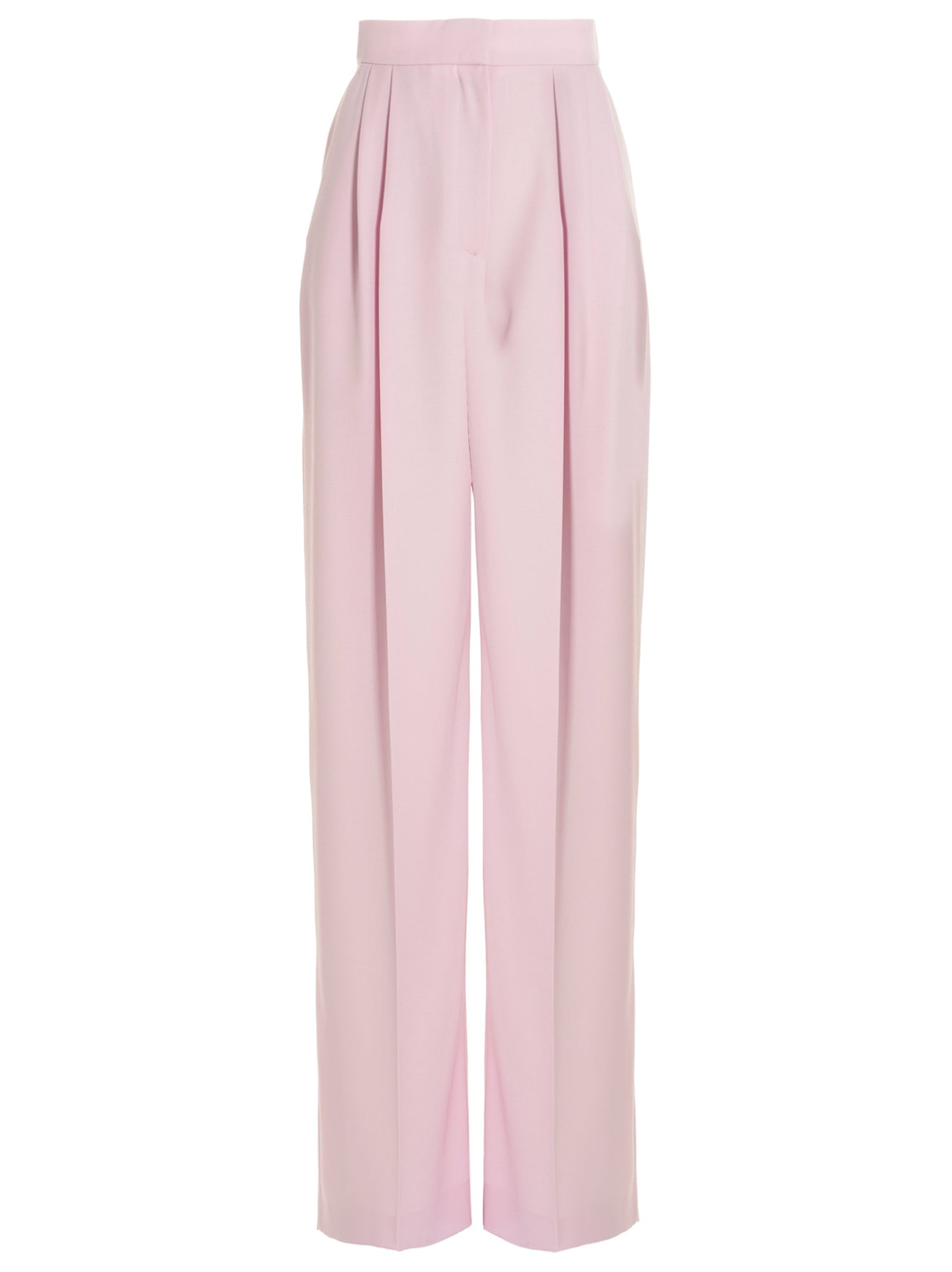 Pleated Wool Trousers — Pink