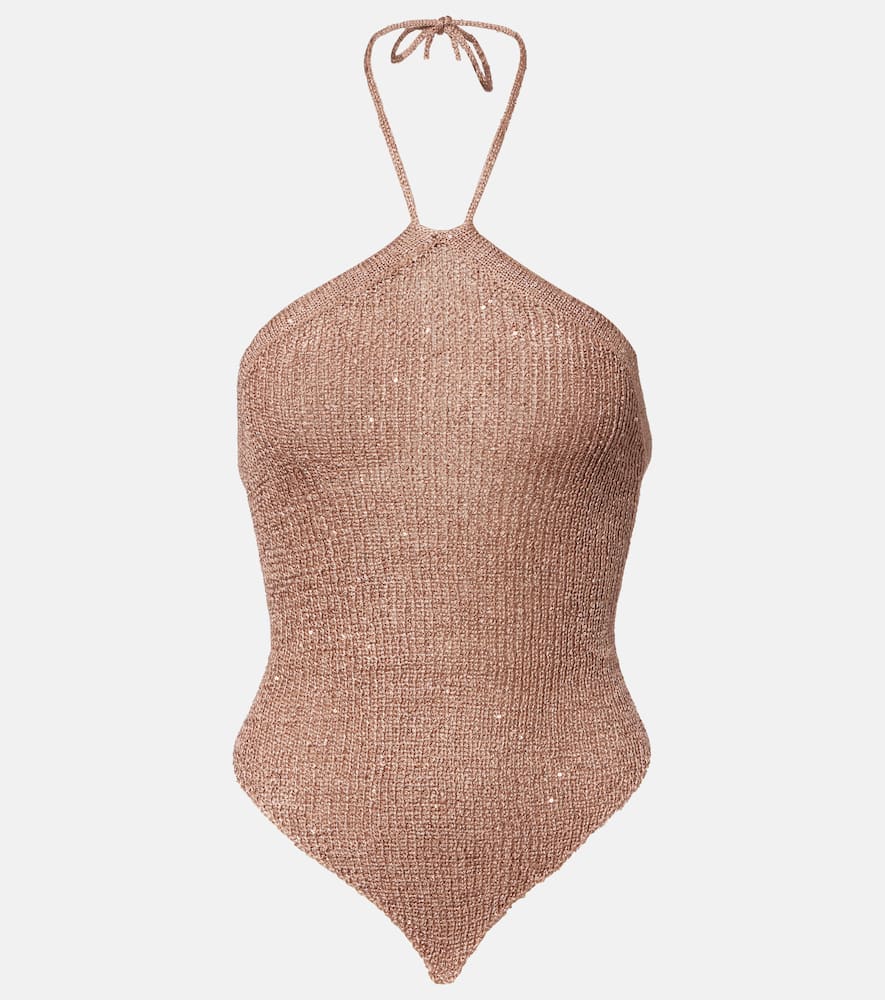 Liz sequined halterneck top