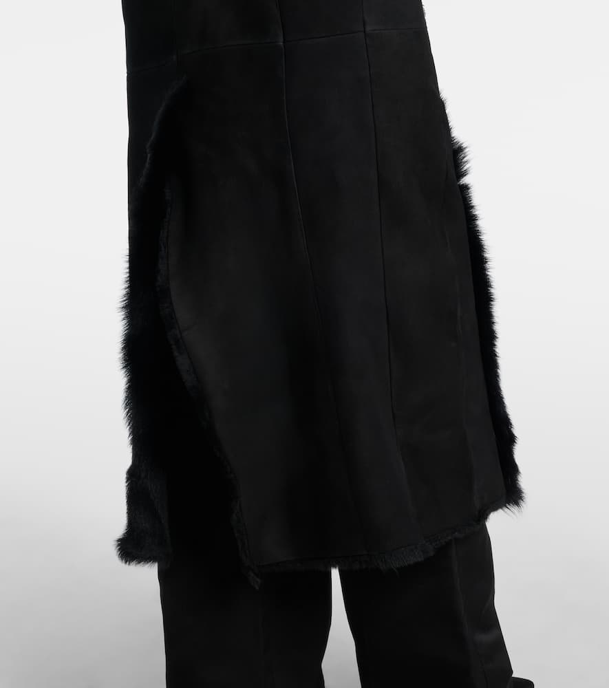 Shearling-trimmed suede coat