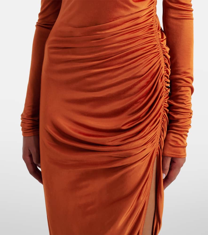 Svita ruched satin jersey midi dress