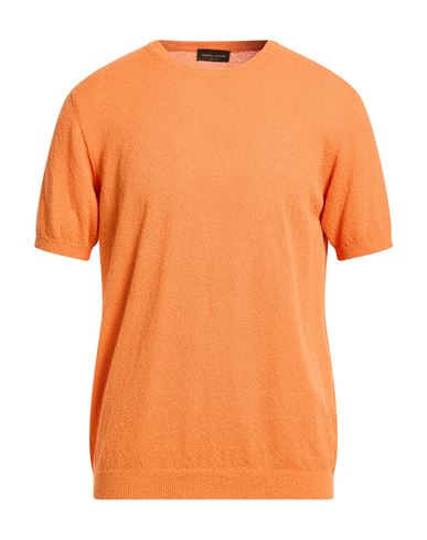 Man Sweater Orange Size 40 Cotton, Polyamide
