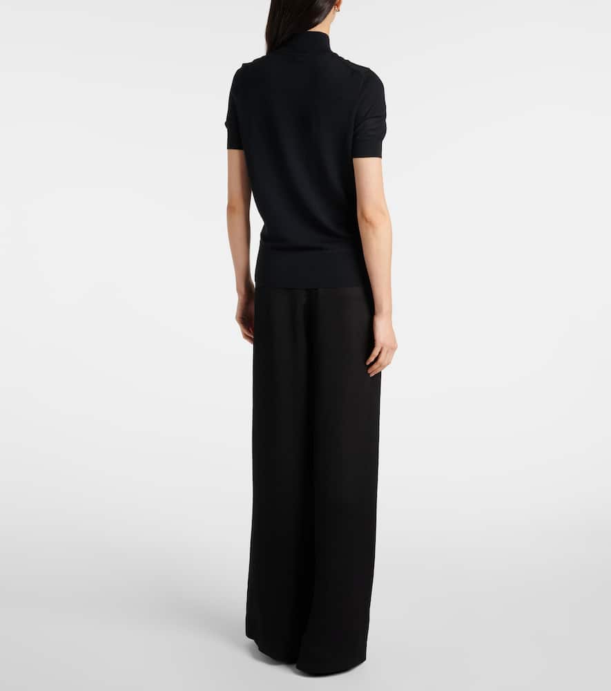 Knitted wool and silk lace top
