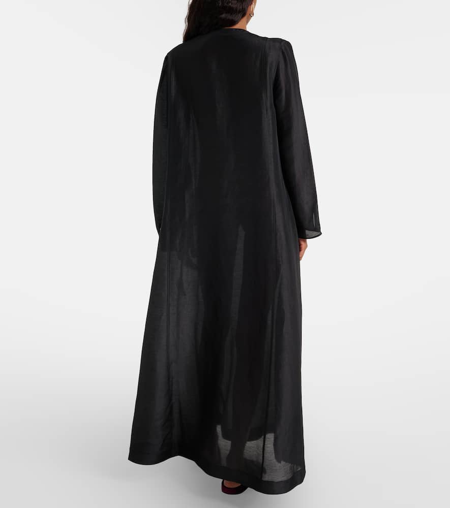 Pleated linen and silk kaftan