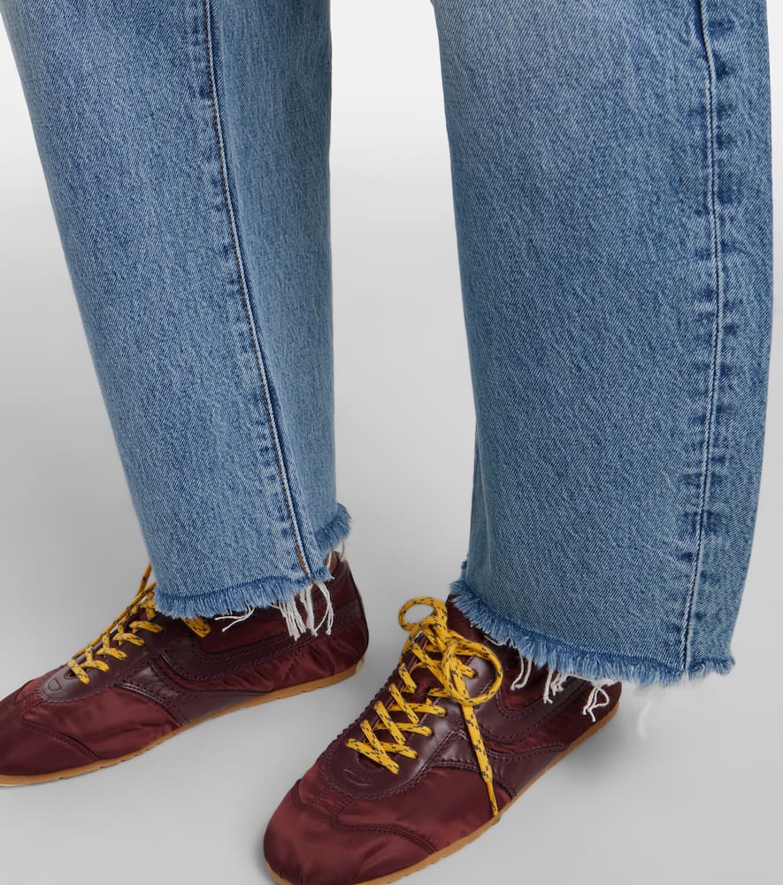 Bubble cropped barrel-leg jeans