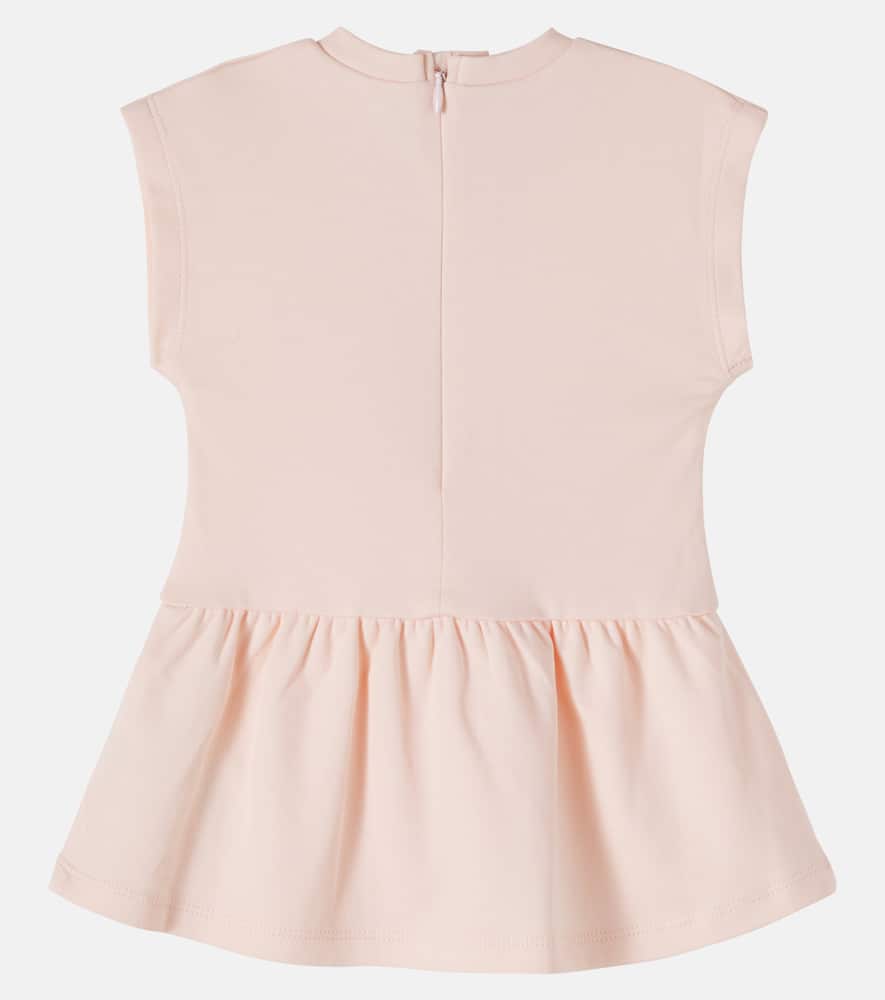Chloé Kids Logo-embroidered cotton jersey dress