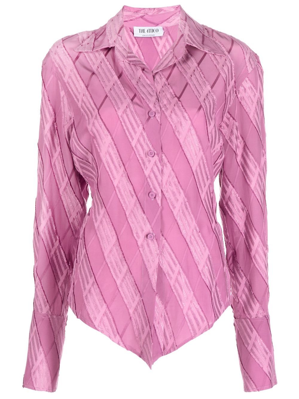 Jacquard-effect button shirt - Pink