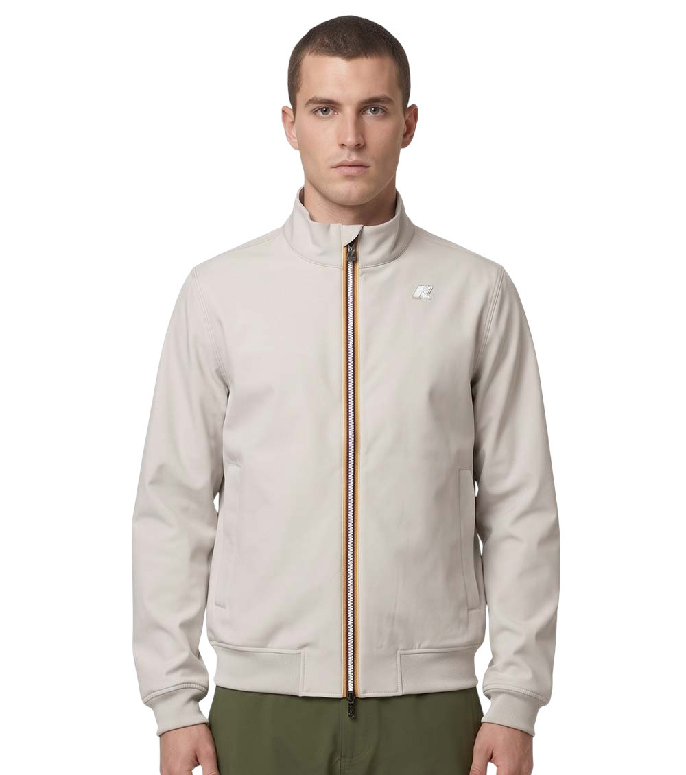 Beige Mock Collar Jacket