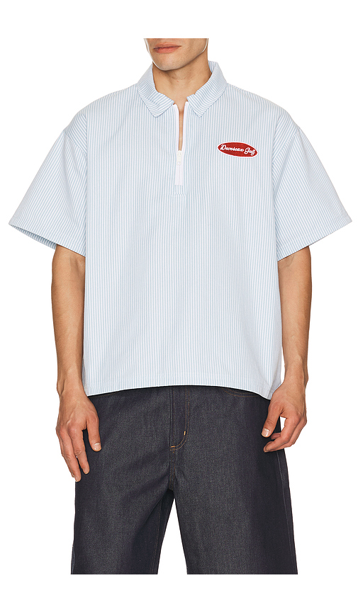 Devereux Golf The Mechanic Quarter Zip Shirt in Baby Blue,White. XL/1X. Also in L