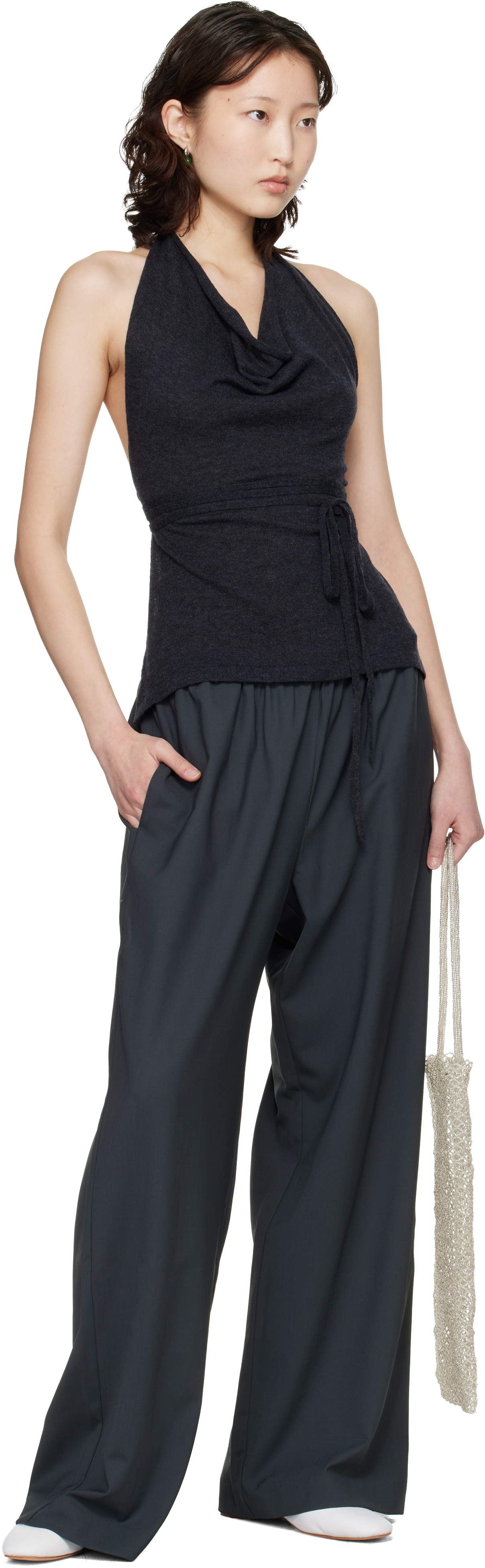 Gray Merino Wool Tie Top