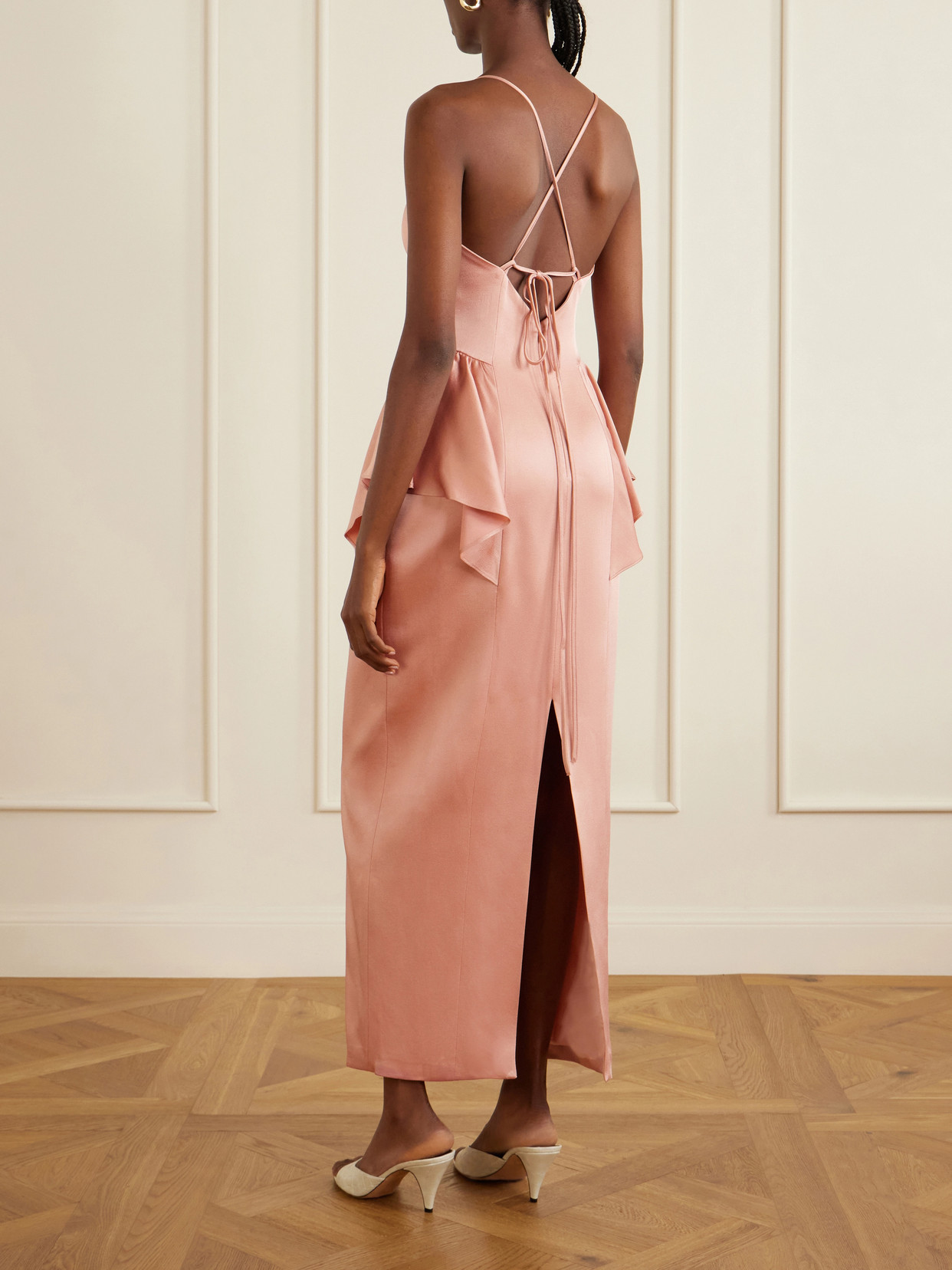 Newton Scarf-detailed Silk Crepon-trimmed Cady Gown - Pink