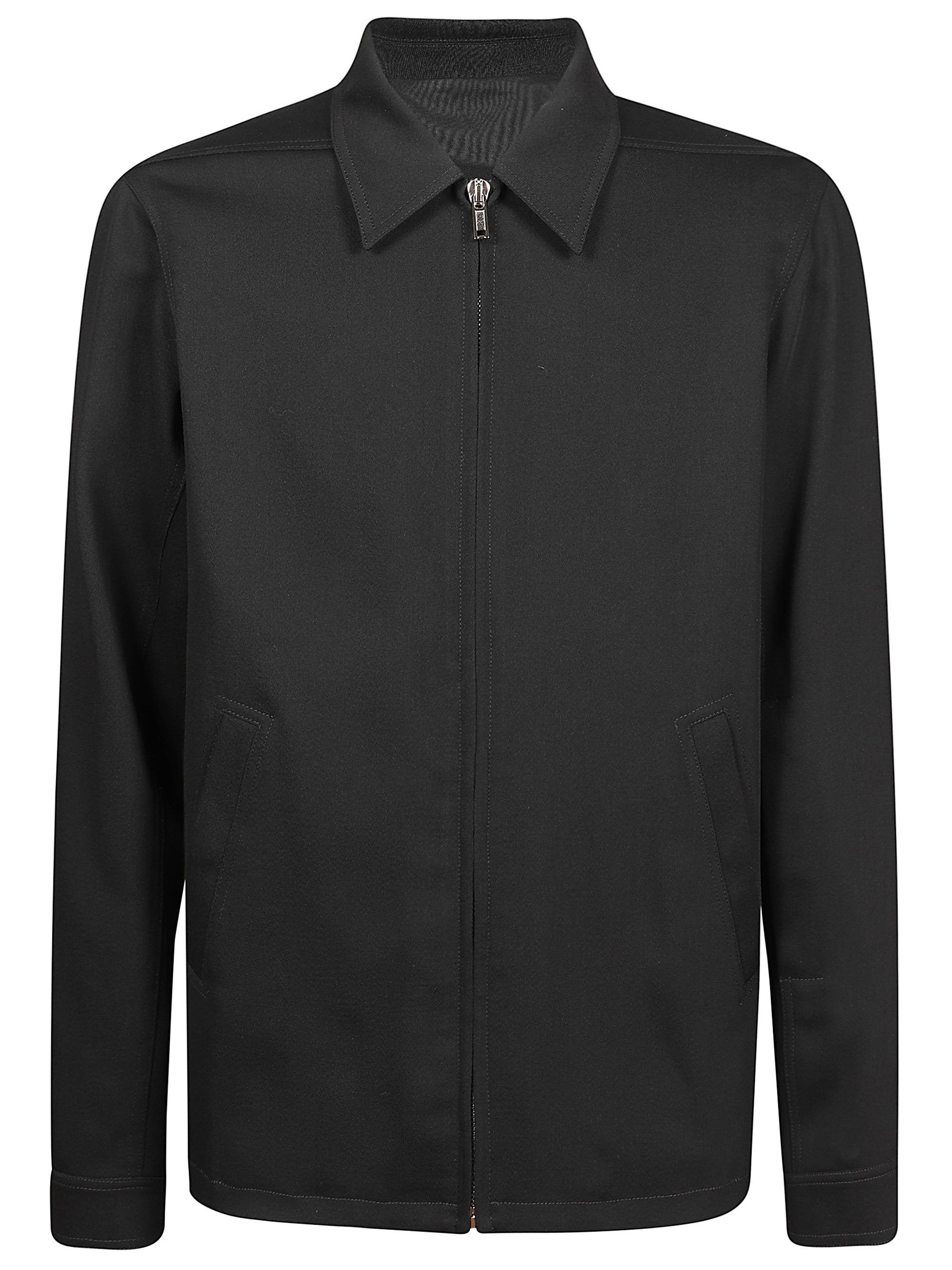 Pointed-collar Zip-front Shirt Jacket