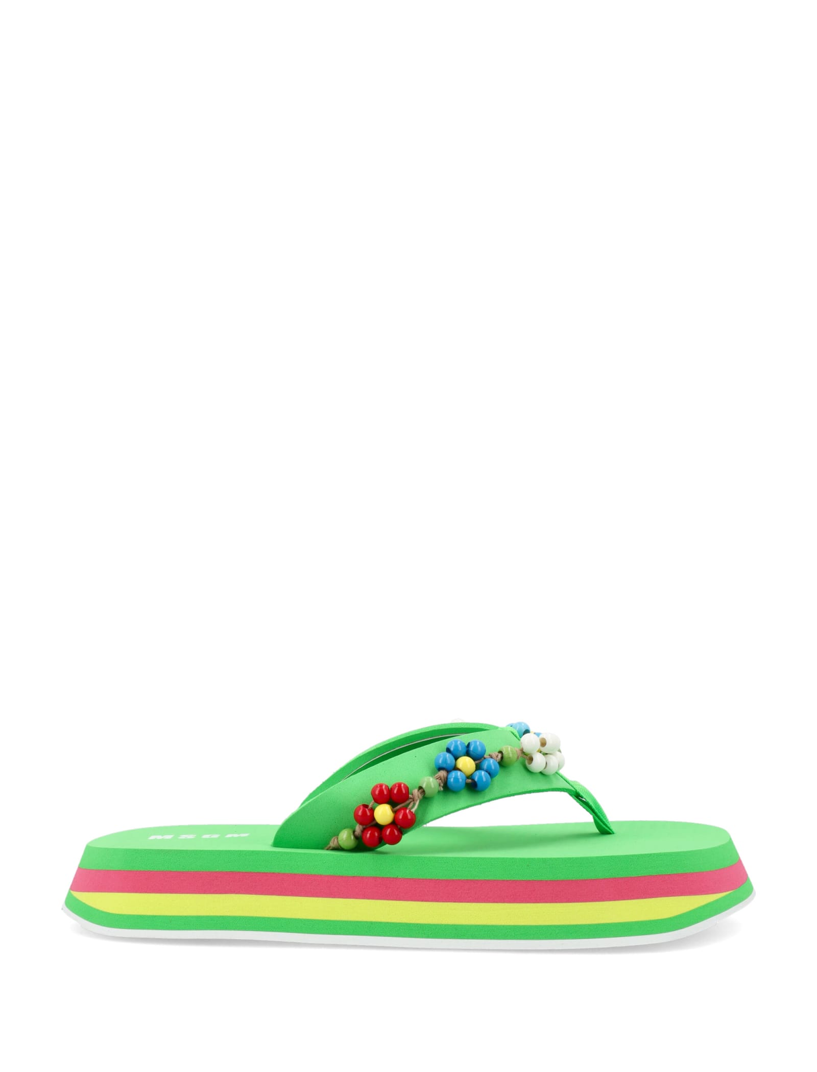 Bead-embellished flip flops