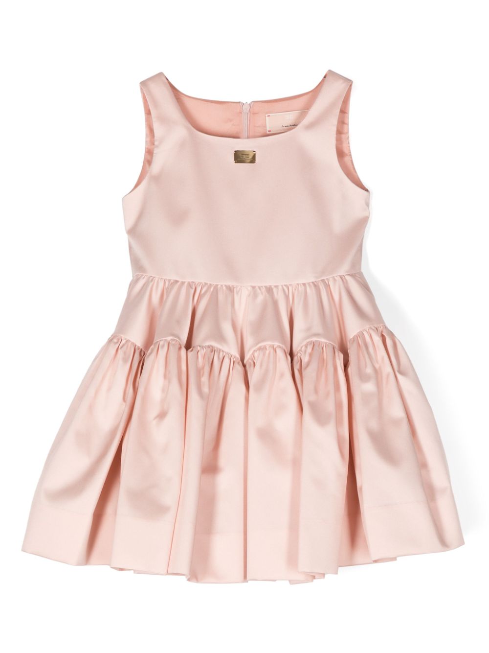 Logo-plaque tiered dress - Pink